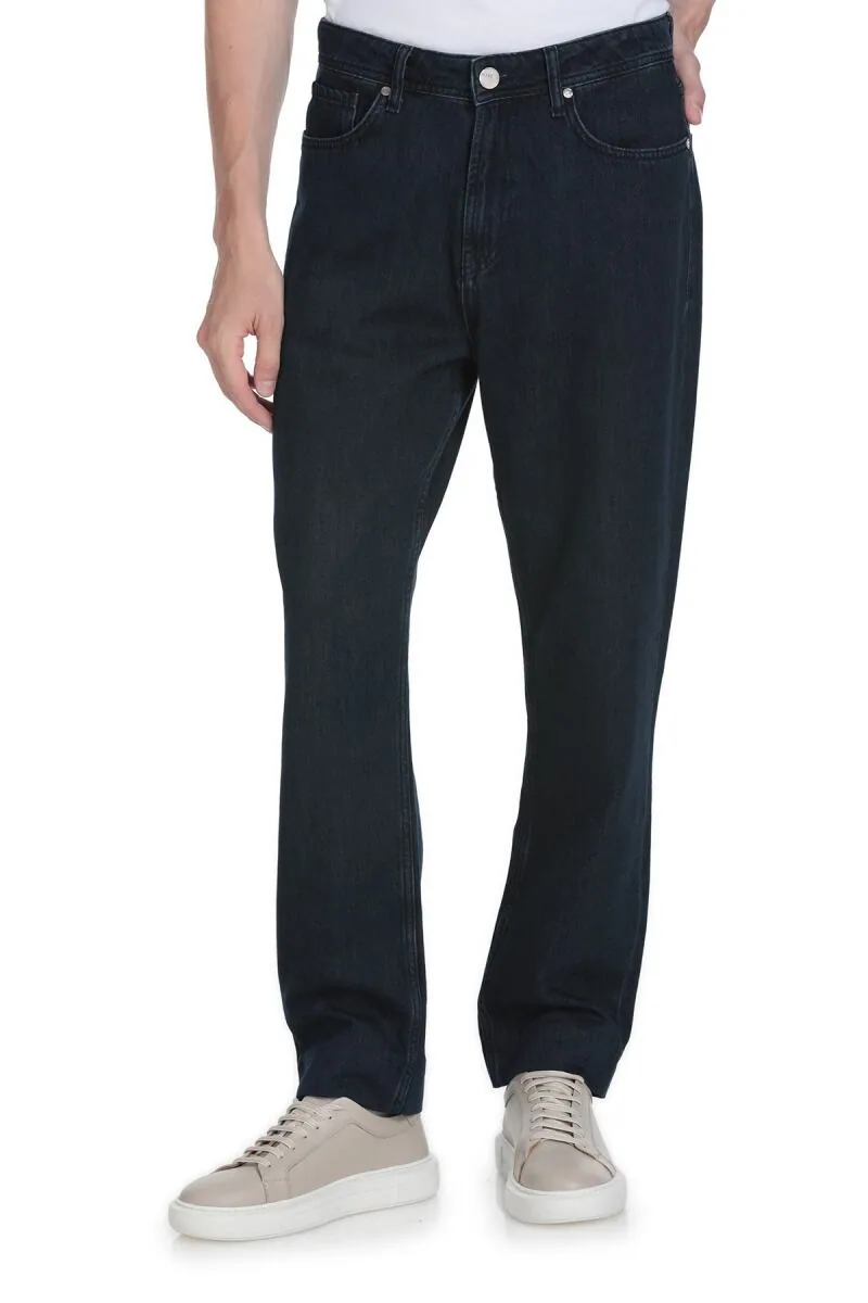 بنطلون جينز رجالي كحلي بقصة مريحة من القطن 88%