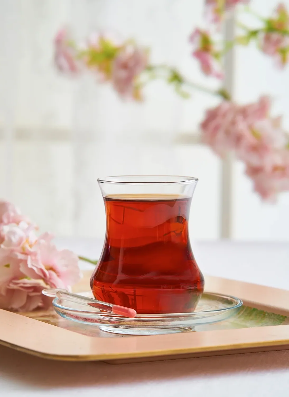 طقم شاي زجاجي شفاف 12 قطعة