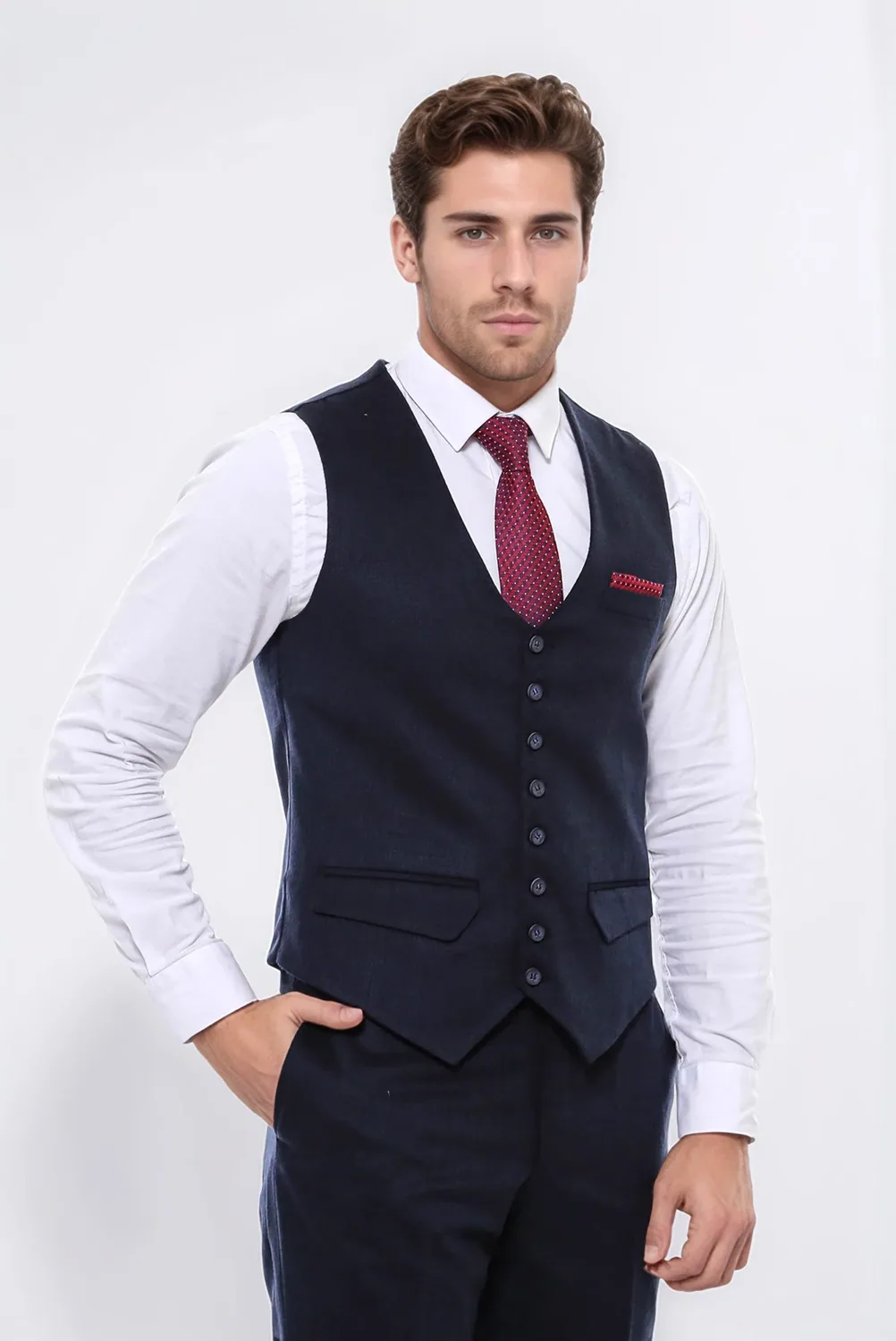 صديري كحلي سادة بثمانية أزرار