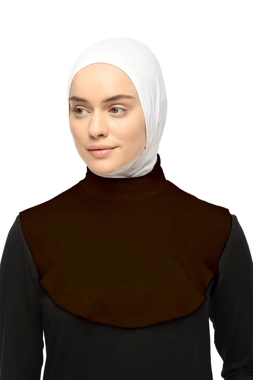 رقبة قطنية بياقة عالية لون شوكولا