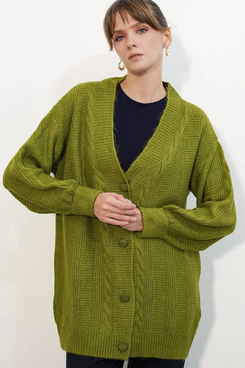 كارديغان تريكو بلون أخضر - صورة 3