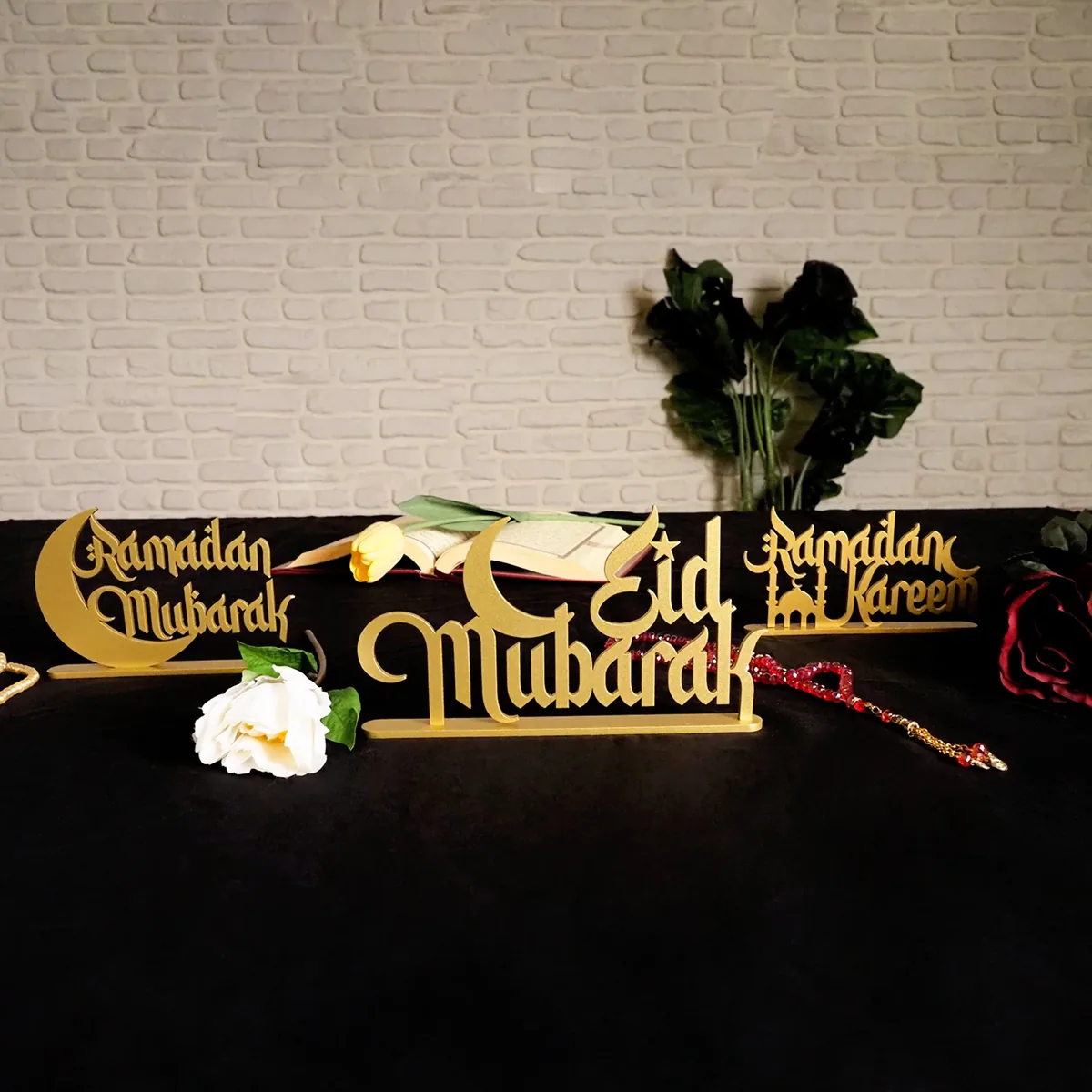 طقم ديكور رمضان من 3 قطع معدنية للطاولة