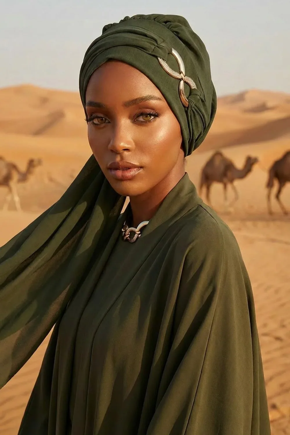 حجاب جاهز من الأيروبين بإكسسوار معدني