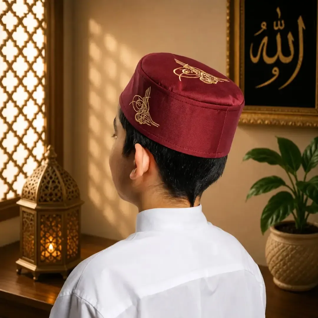 طاقية صلاة للأطفال بتطريز الطغراء