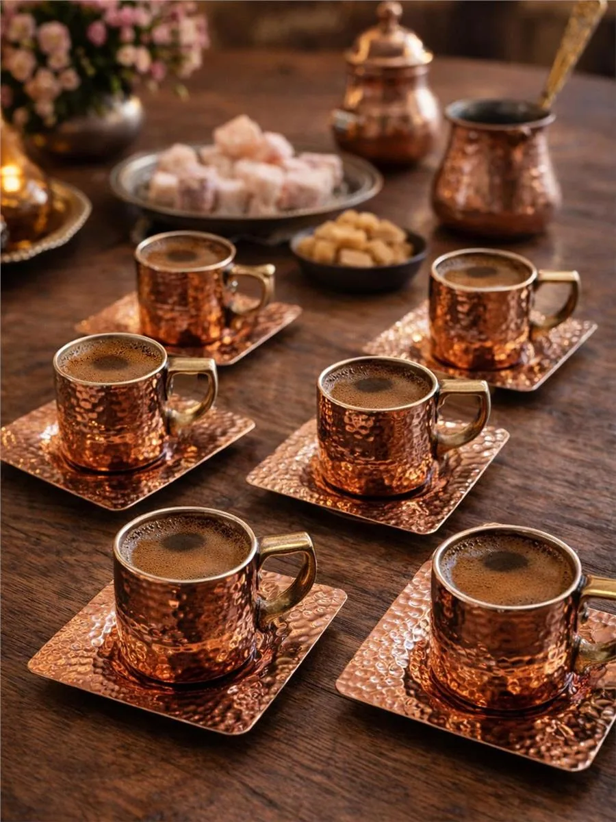 فنجان قهوة نحاسي مطروق يدويا