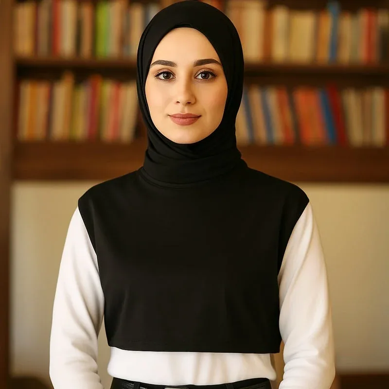 غطاء رقبة قطني بياقة دائرية عبوة قطعتين أبيض - صورة 3