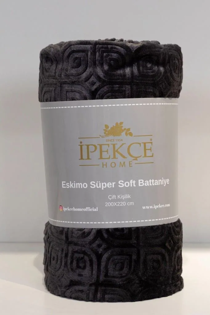 بطانية مزدوجة بلش ناعم 200×220 سم – رمادي فحمي (Eskimo)