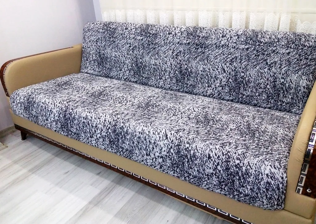 غطاء أريكة سرير من قطن مانع للانزلاق 170×220 سم - أسود