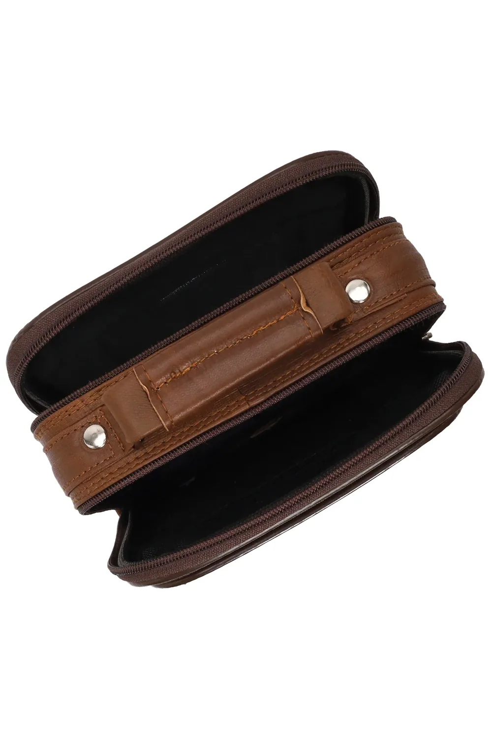 حقيبة يد رجالية جلد عسلي بحزام كتف - صورة 4