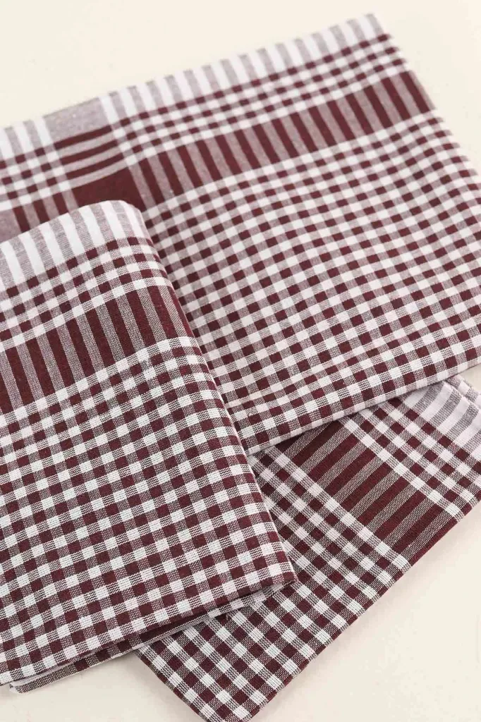 طقم 10 مناشف مطبخ - عنابي - 50×70 سم - صورة 3
