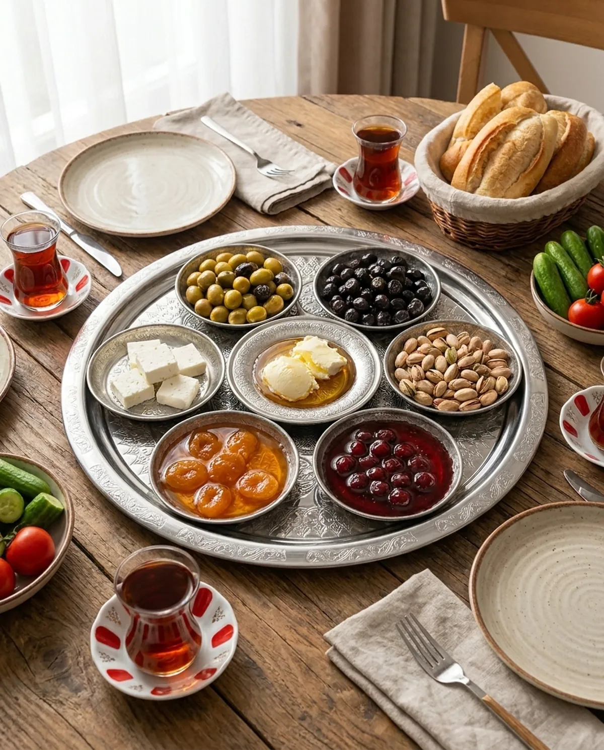 طقم فطور كروم منقوش 8 قطع 40 سم - صورة 3