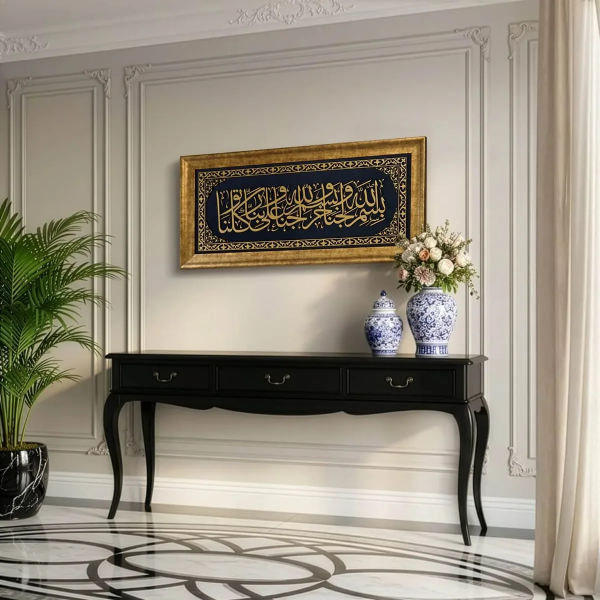 لوحة مخملية بدعاء دخول المنزل بزخارف خشبية - صورة 4
