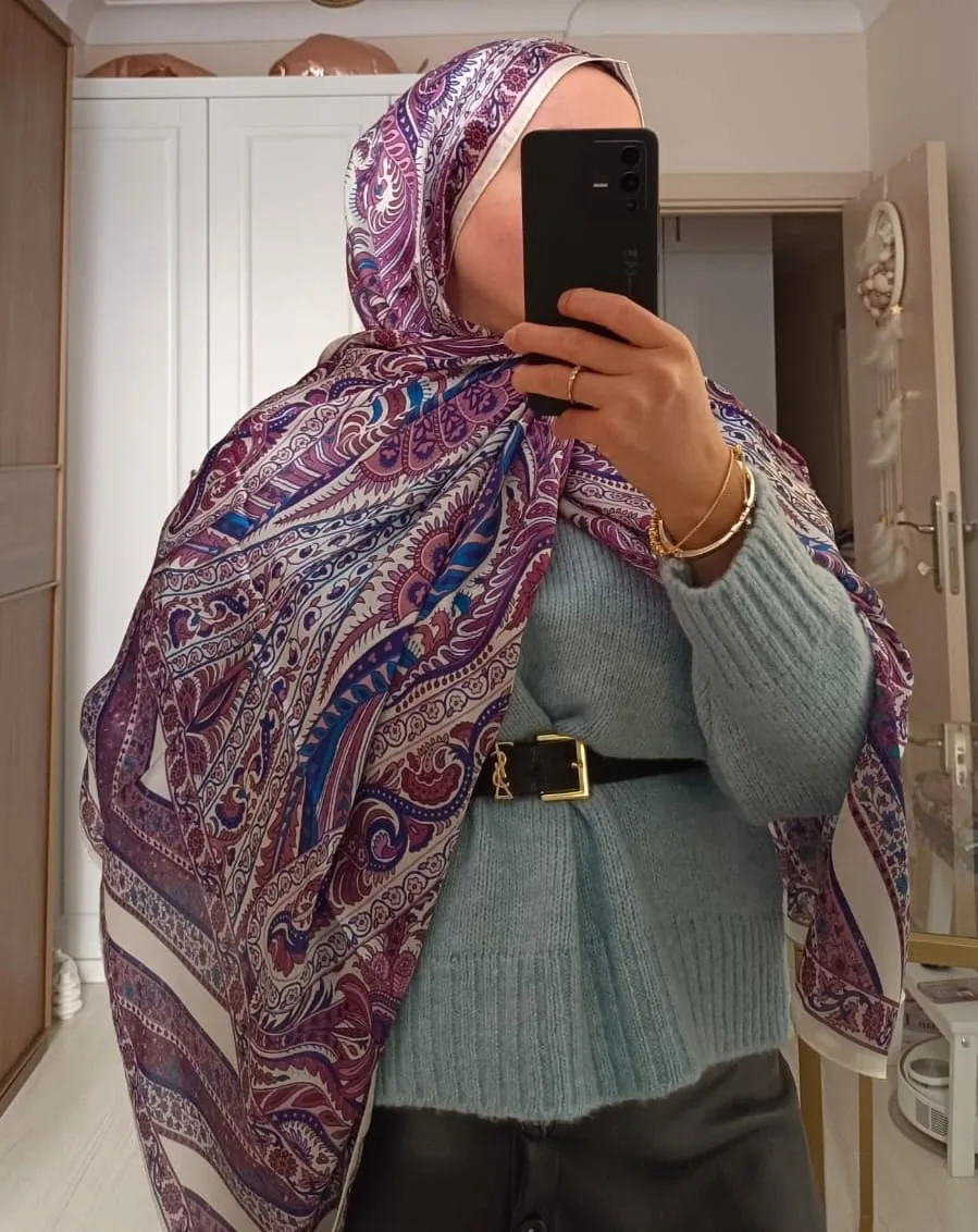 شال حرير فوال بنقوش إثنية - صورة 2