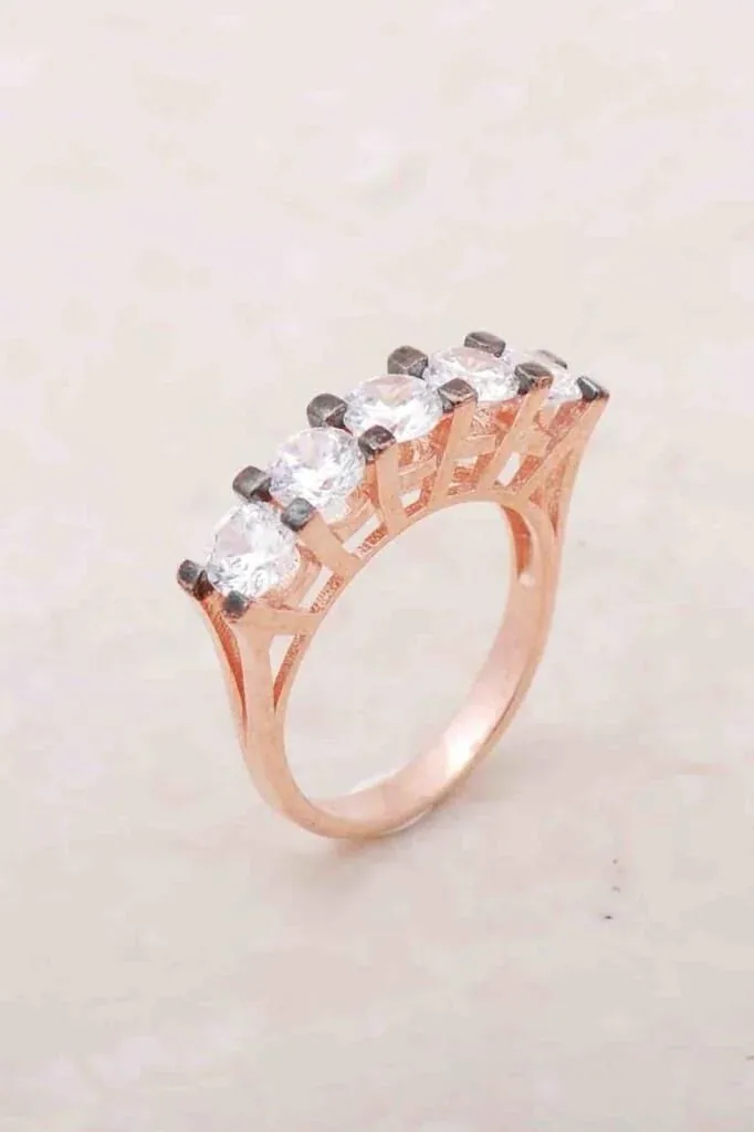 خاتم خمسة أحجار وردي - صورة 3