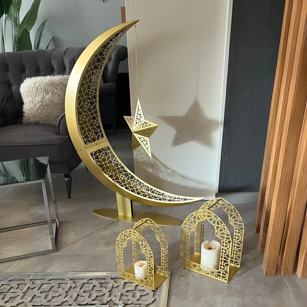 هلال رمضان معدني ثلاثي الأبعاد بنجمة كبيرة - صورة 4