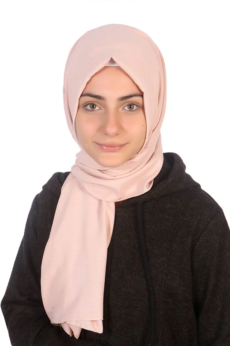 وشاح بنات من القطن والبامبو بلون كريمي
