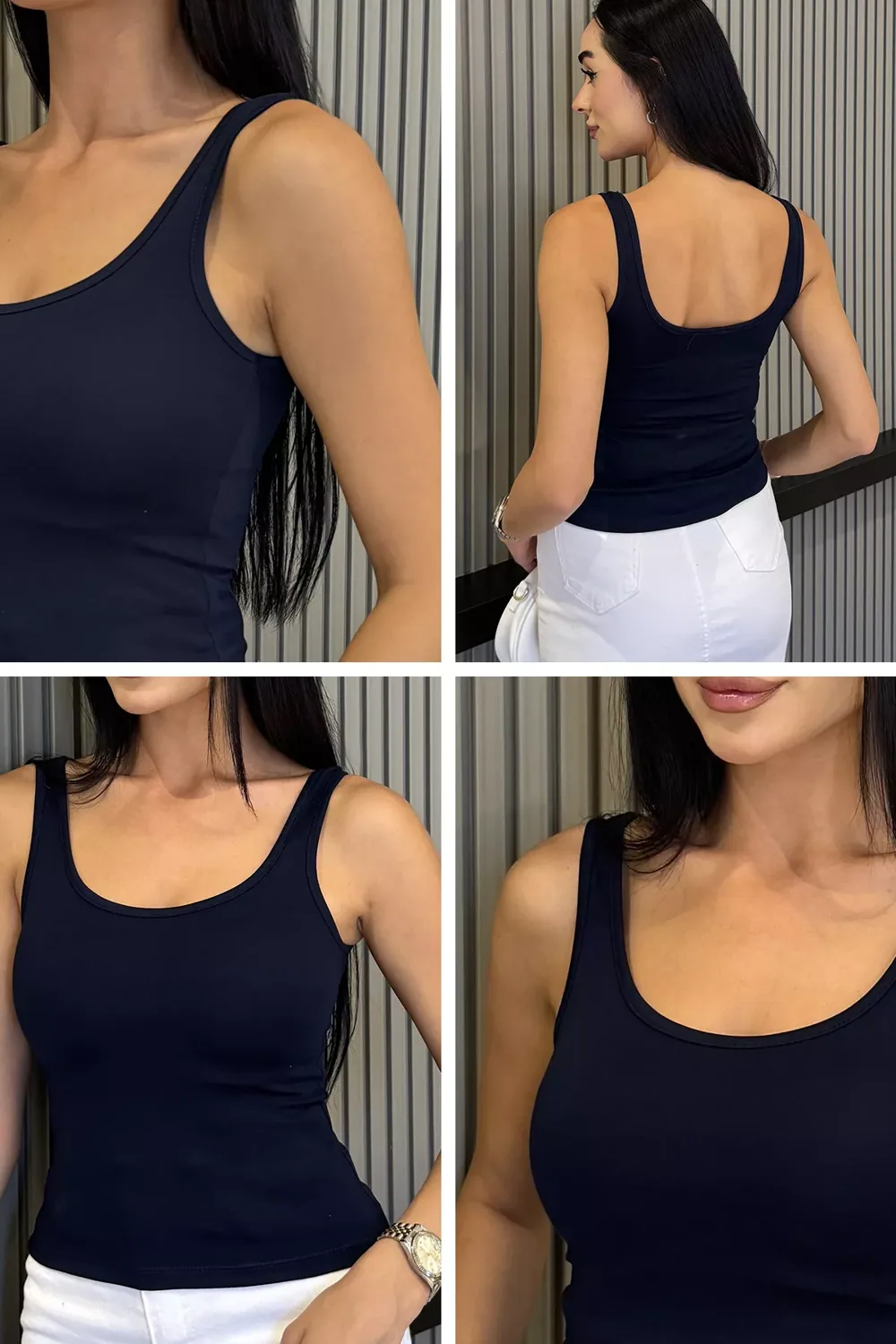توب بلا أكمام نسائي سادة بلا أكمام - صورة 3