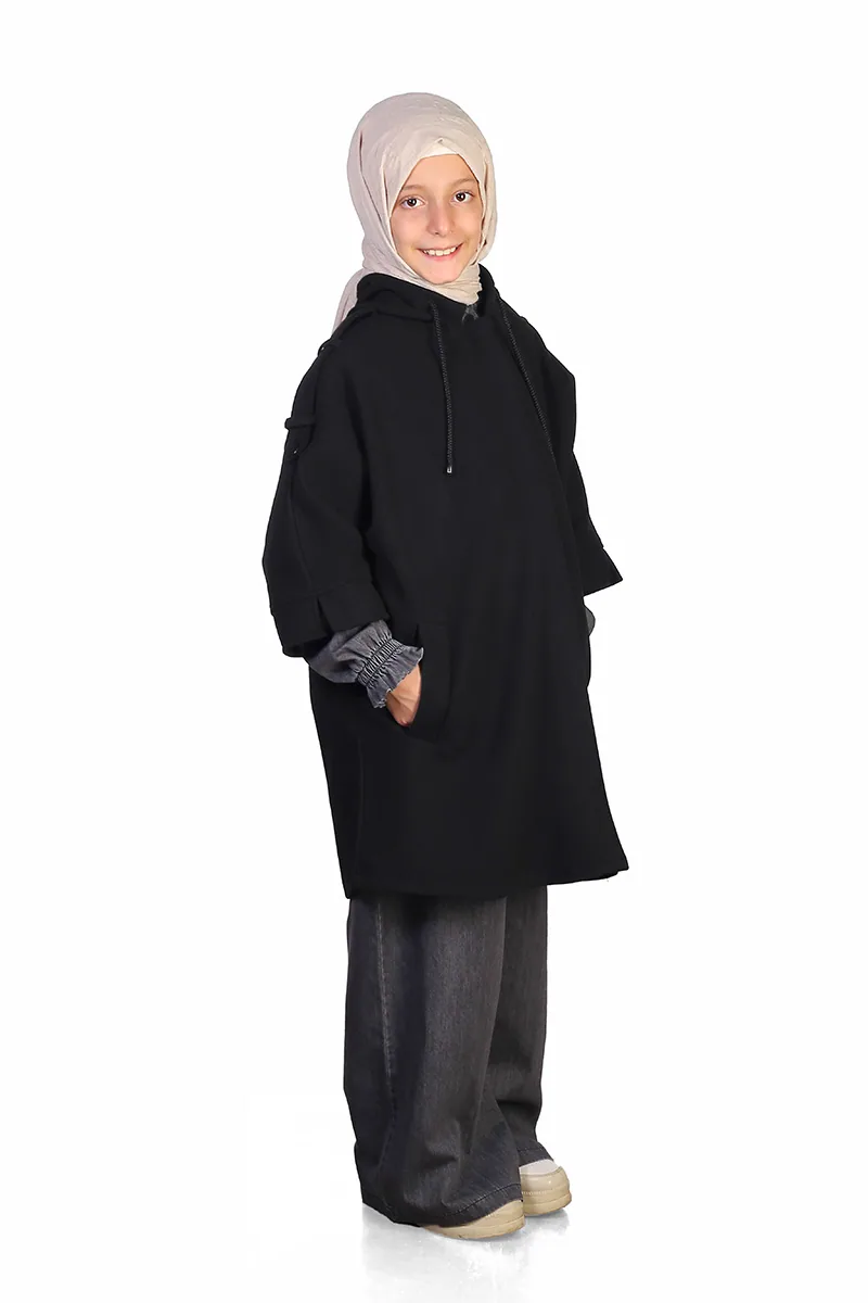 بانشو شتوي بنات أسود بسحاب