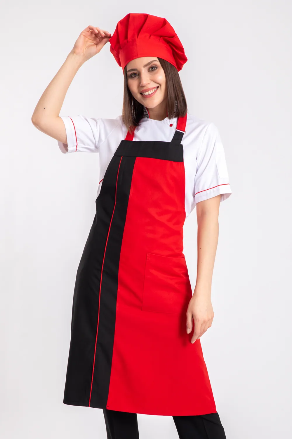 مريلة صدر بلونين أحمر وأسود