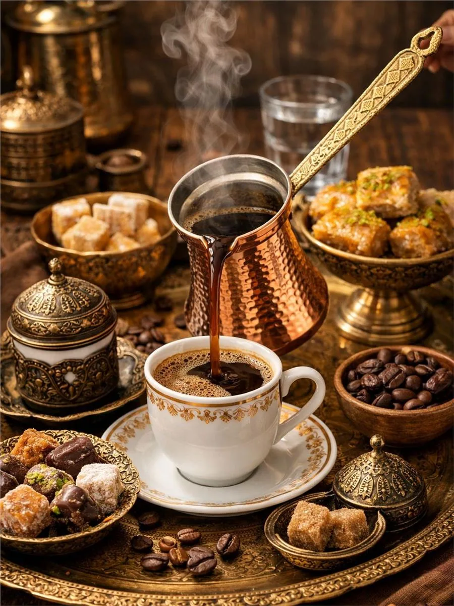 ركوة نحاس يدوية الصنع لفنجانين - صورة 4