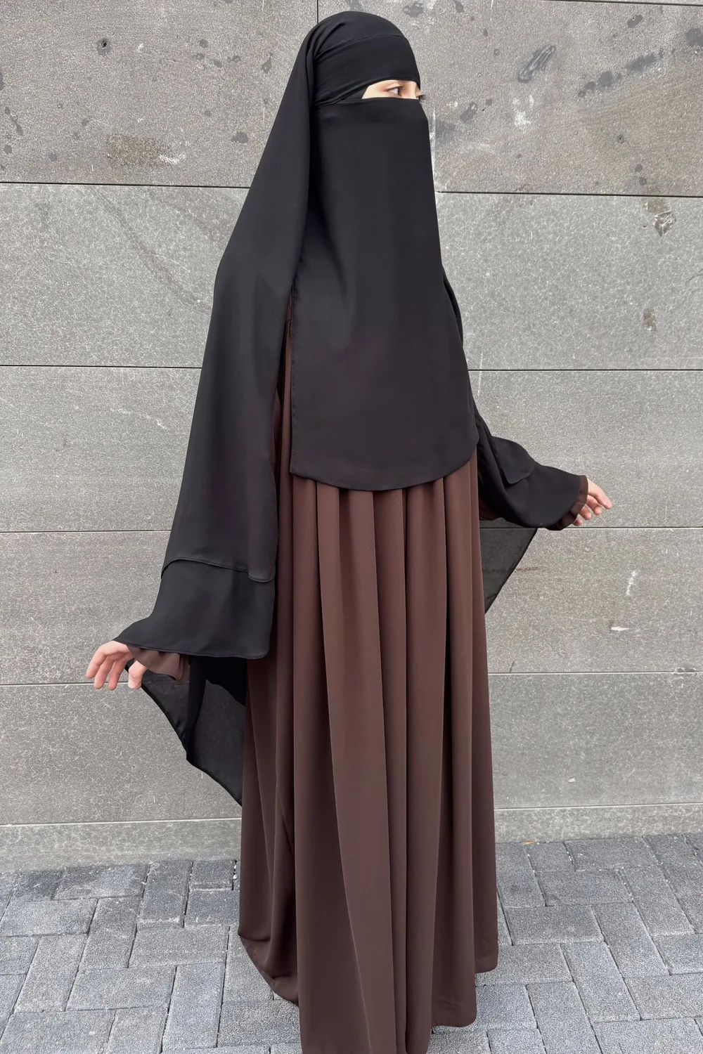 نقاب طويل كامل بثلاث طبقات - صورة 4
