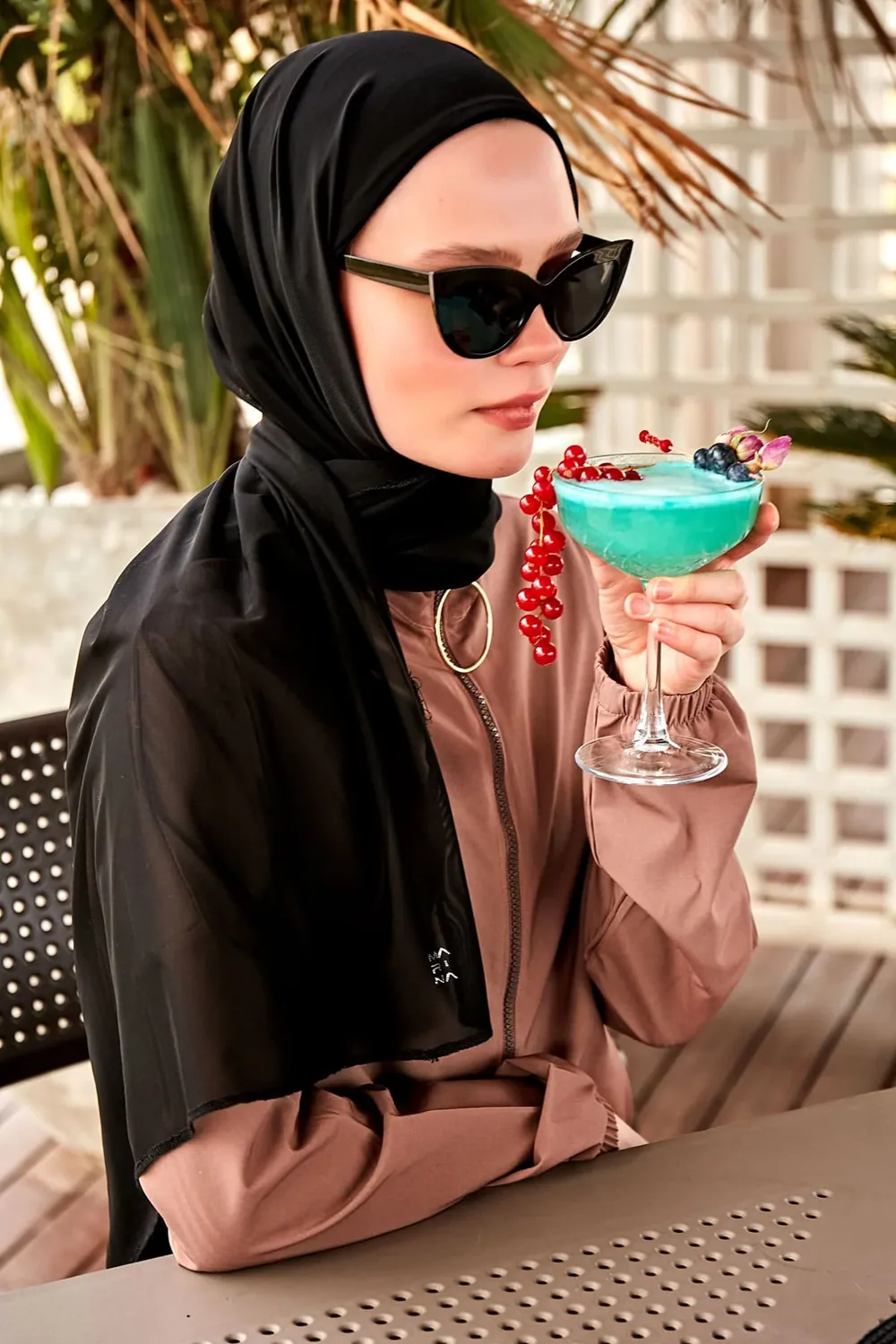 حجاب جاهز للسباحة من التول بلون أسود - صورة 6