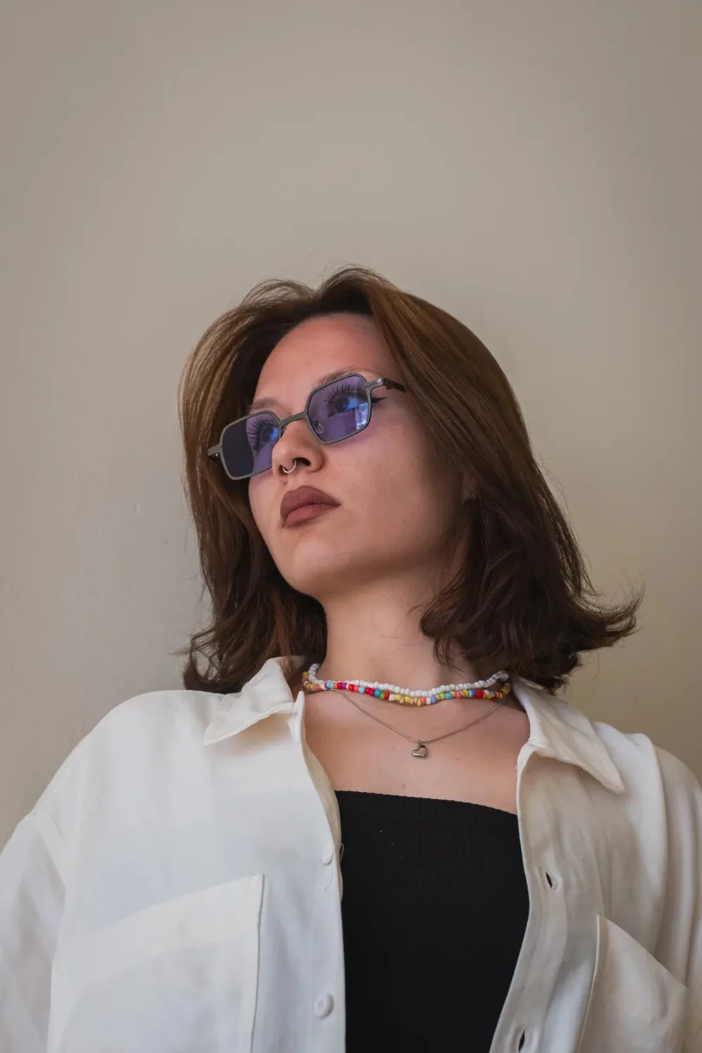 نظارة شمسية مربعة بإطار معدني رمادي داكن - صورة 2