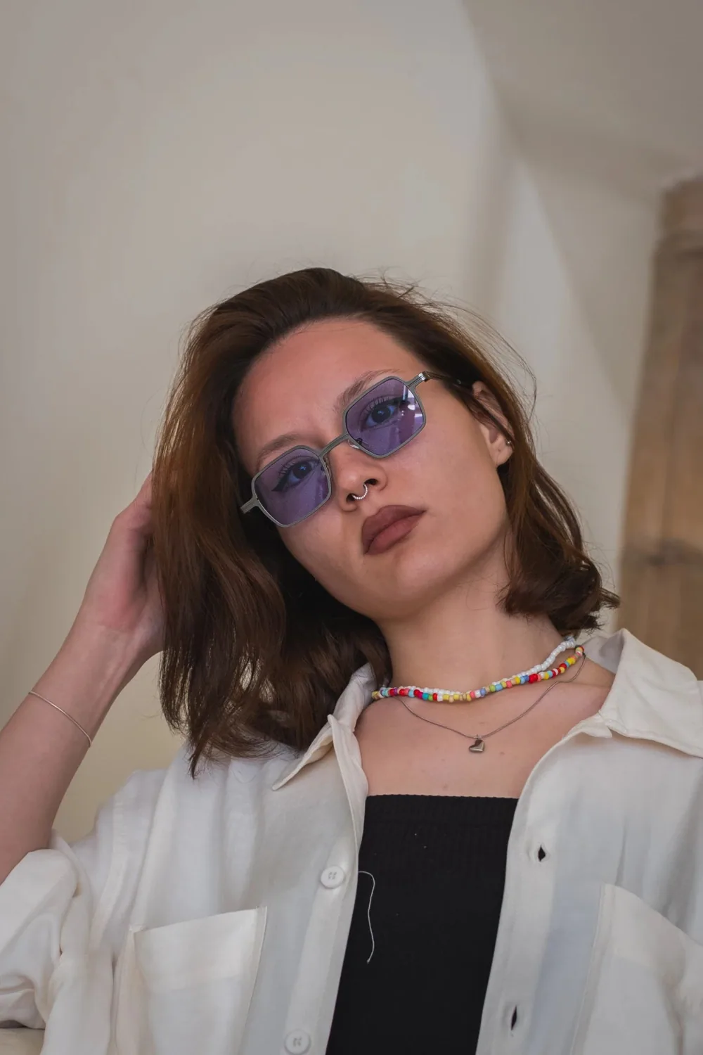 نظارة شمسية مربعة بإطار معدني رمادي داكن - صورة 3