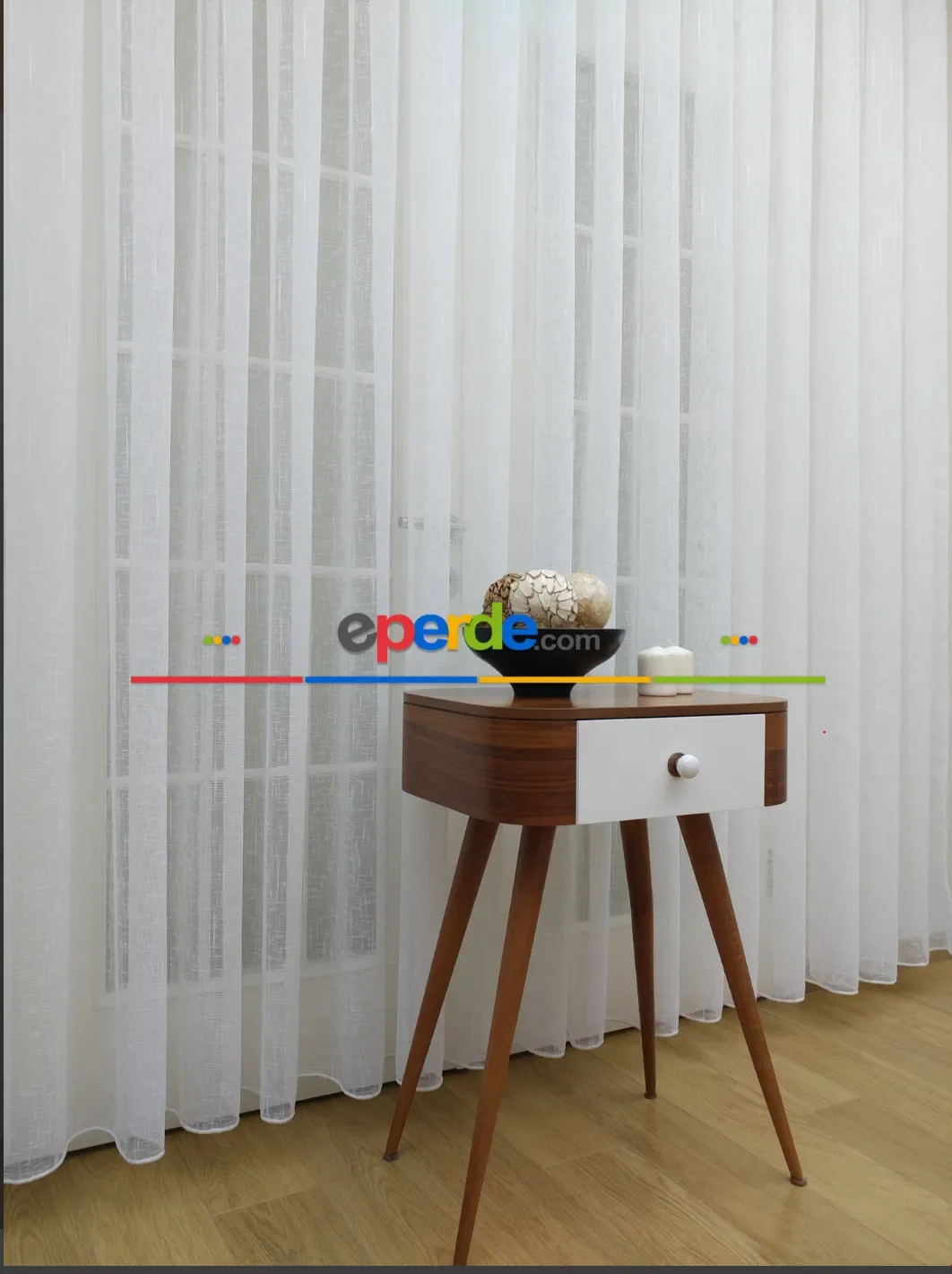 ستارة تول بنسيج الكتان الطبيعي 100×240 سم بحواف مثقلة