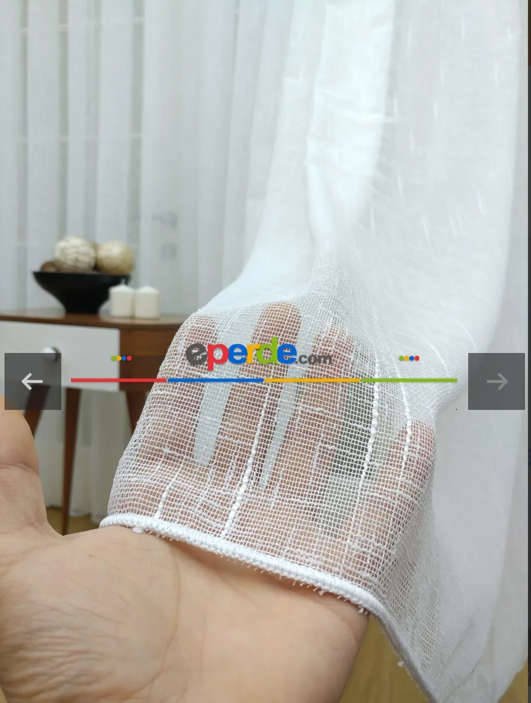 ستارة تول بنسيج الكتان الطبيعي 100×240 سم بحواف مثقلة - صورة 2