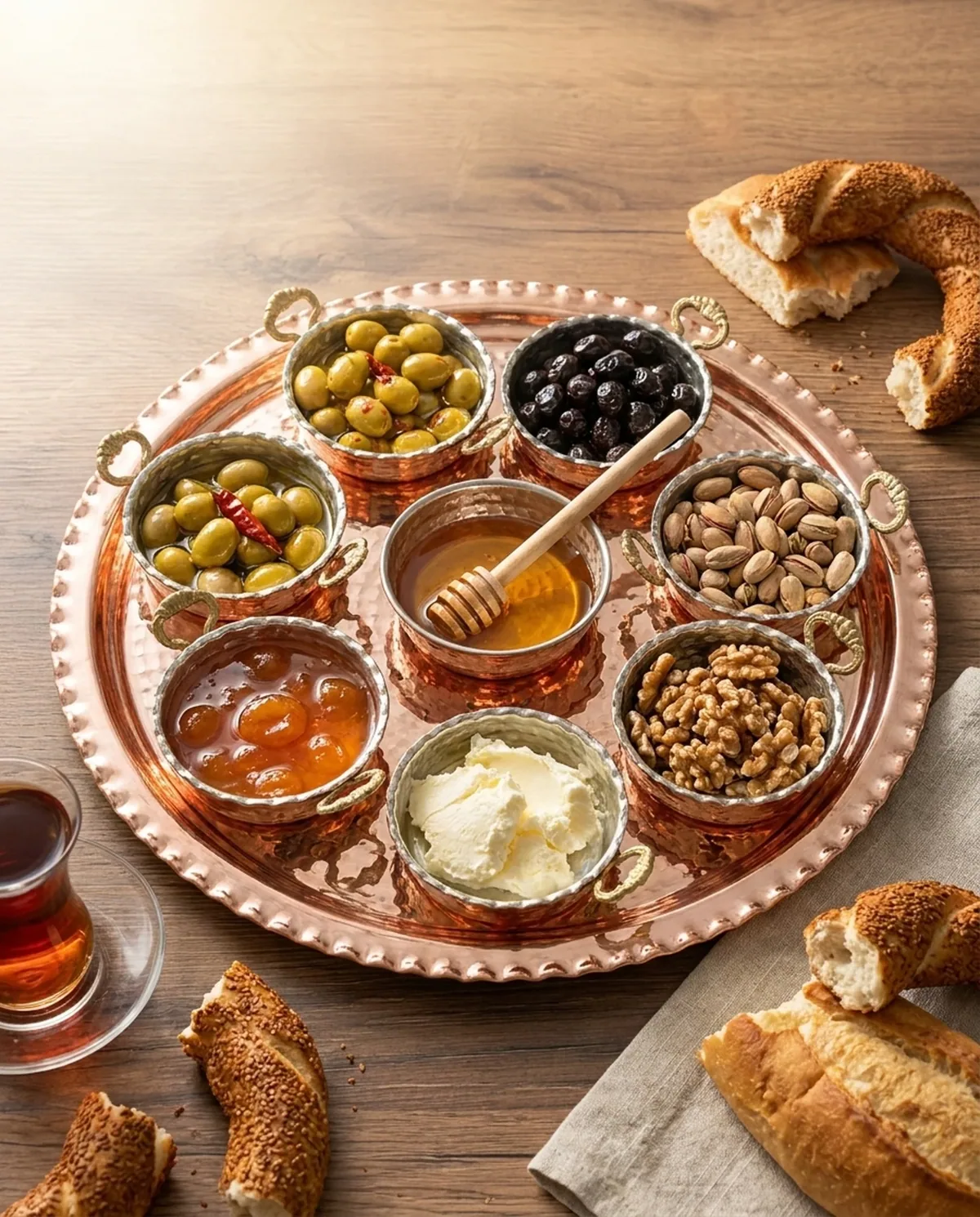 طقم فطور نحاس مطروق 8 قطع - صورة 3