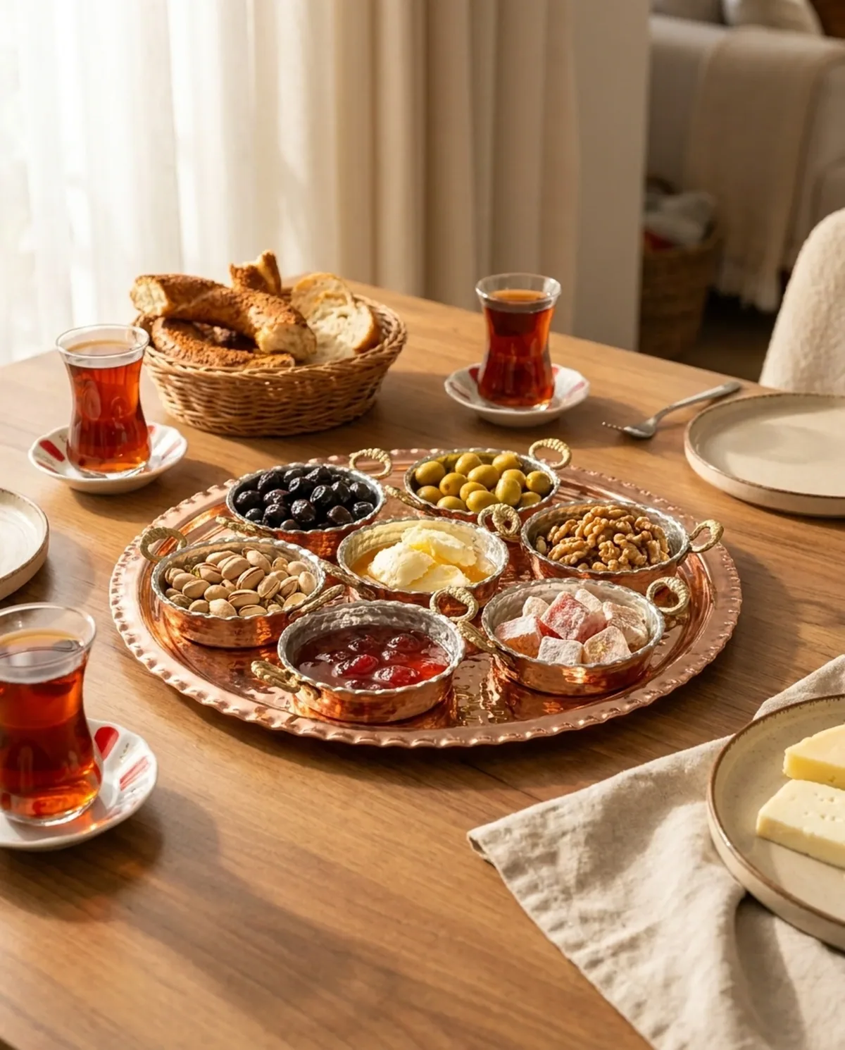 طقم فطور نحاس مطروق 8 قطع - صورة 4