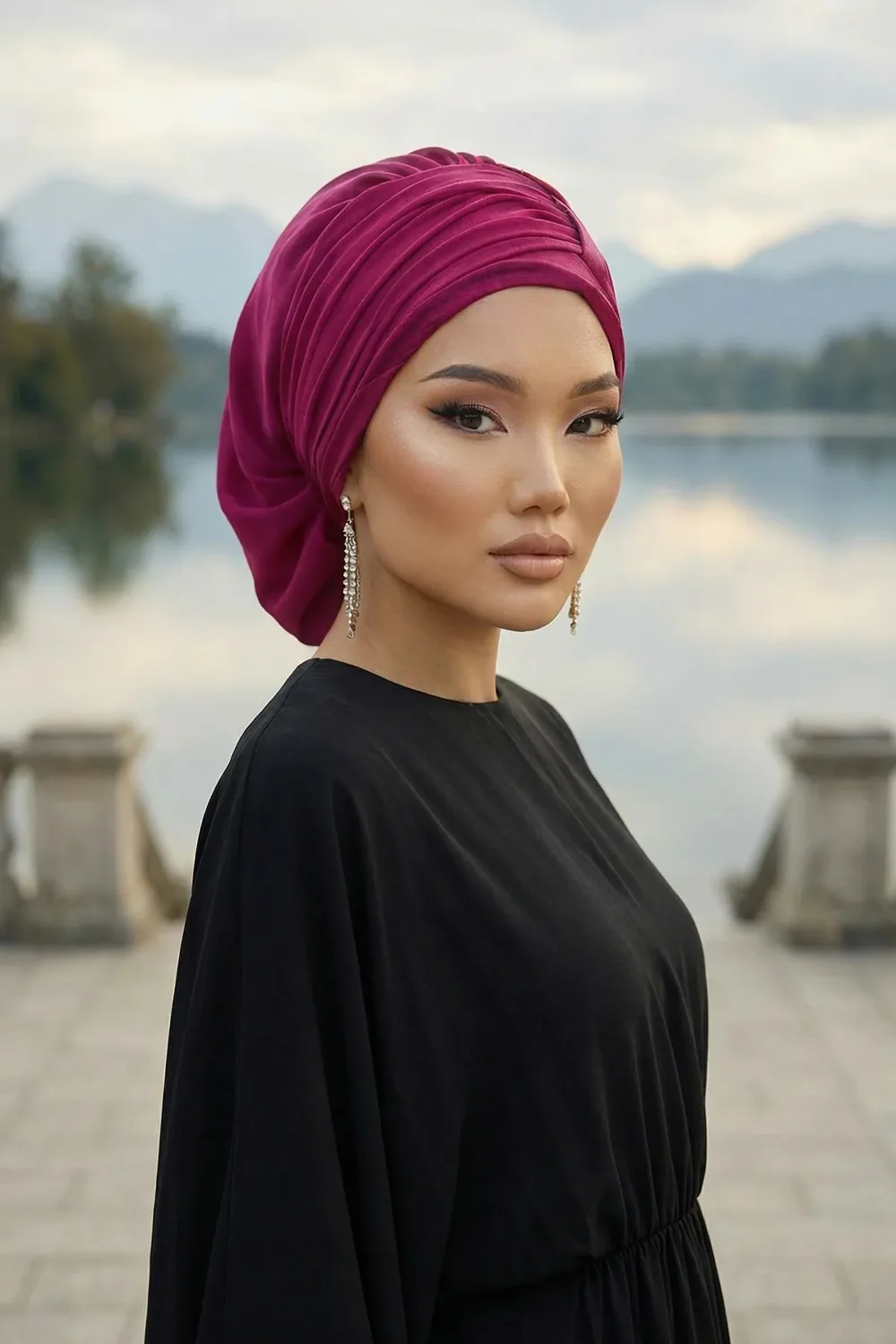 حجاب شيفون جاهز بتصميم مطوي