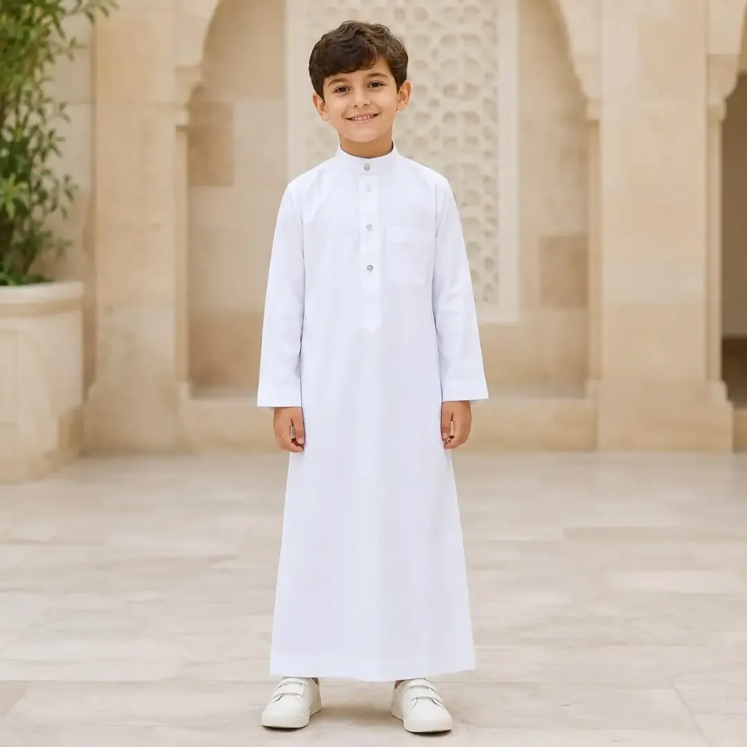 جلابية أولاد قطنية بيضاء للصلاة والعمرة