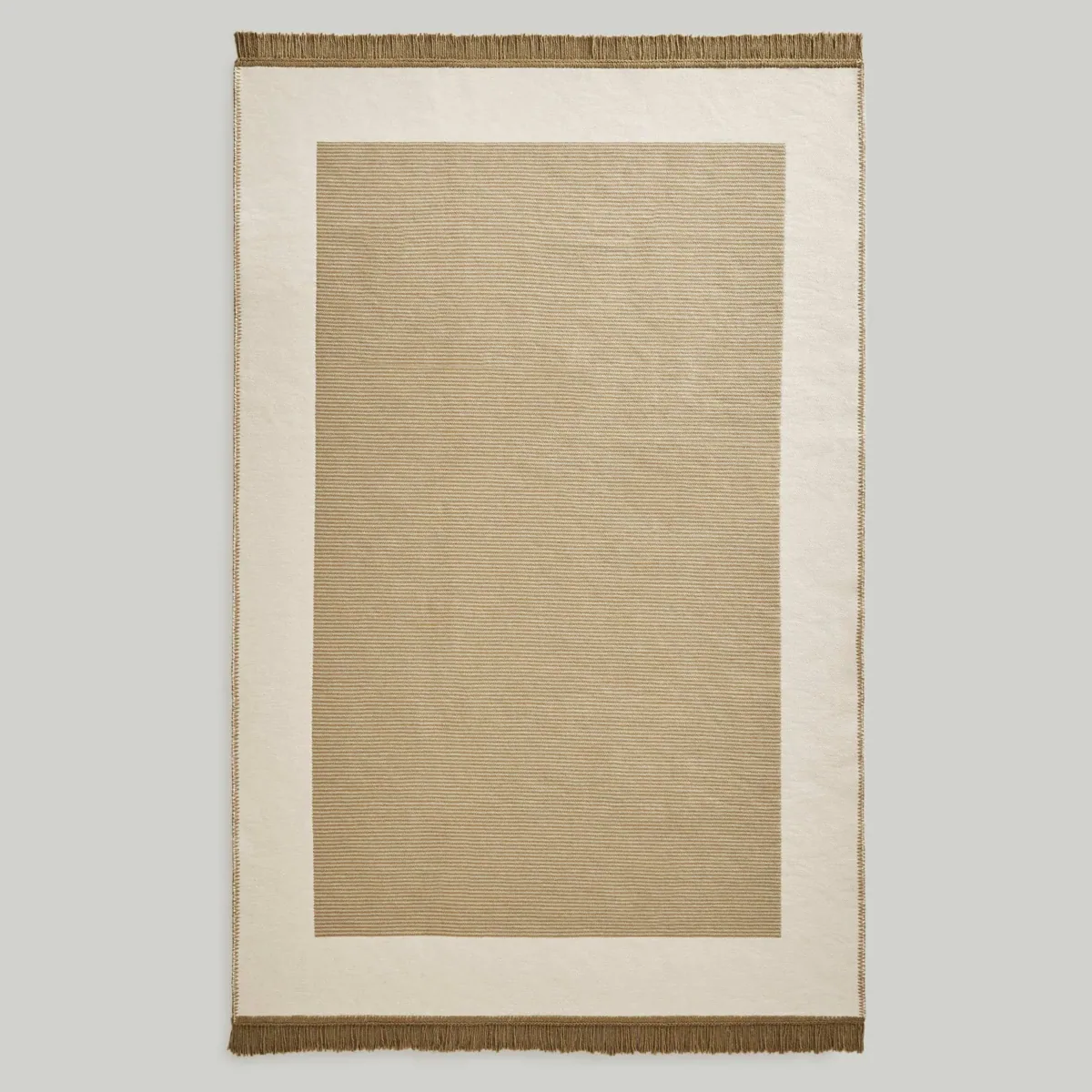 كليم بإطار بني ووسط كريمي بأهداب 120×180 سم - صورة 2