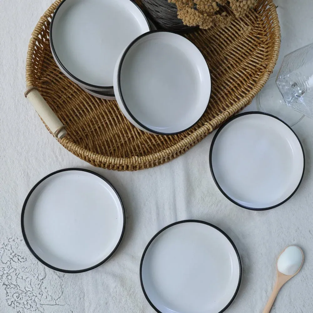 طقم 6 أوعية مكسرات قابلة للتراص 14 سم بحافة سوداء
