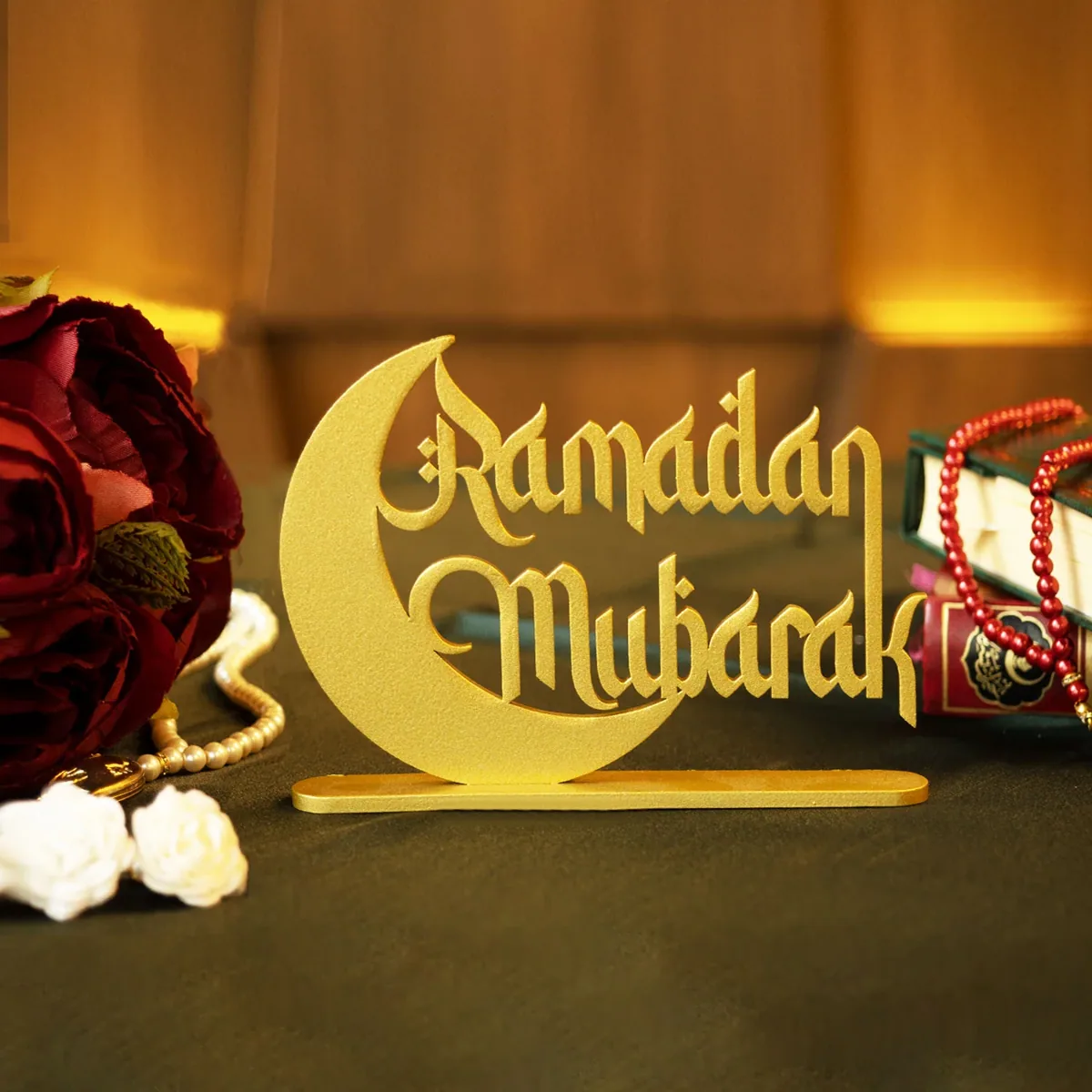 مجسم رمضان مبارك أسود بهلال كبير - صورة 4
