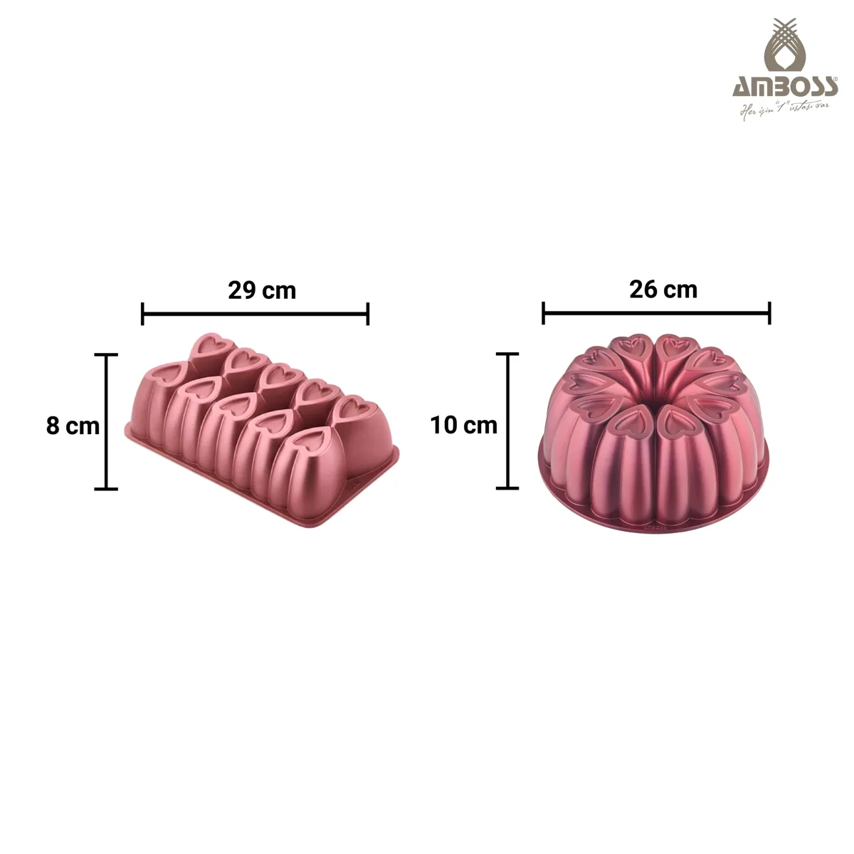 طقم قالب كيك مصبوب أحمر قطعتان - صورة 2