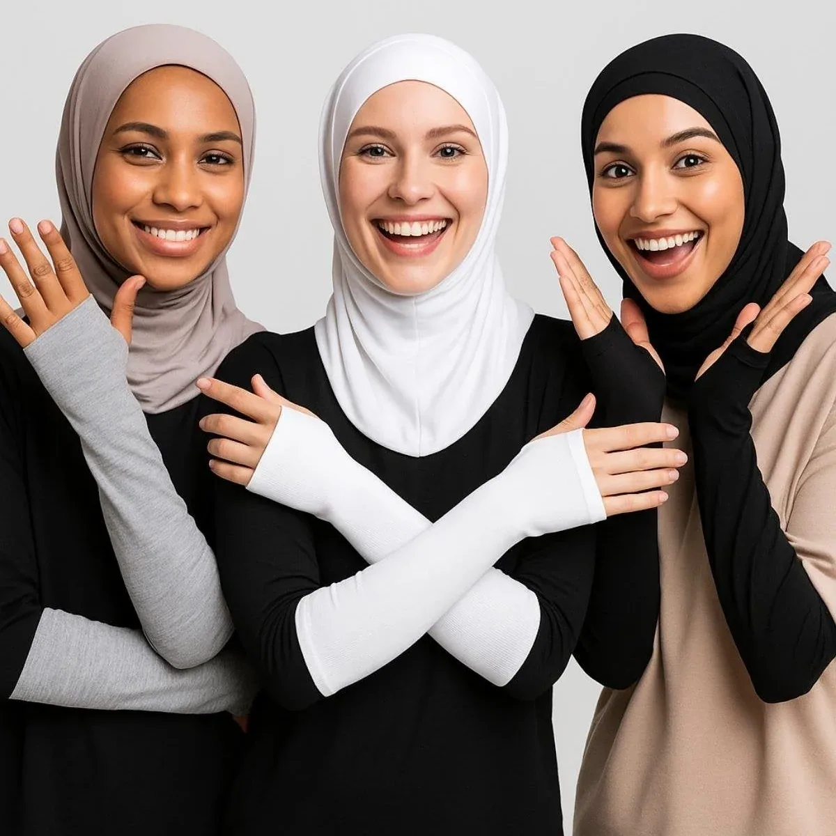 ثلاث قطع كمّ مطاطي بفتحات للأصابع