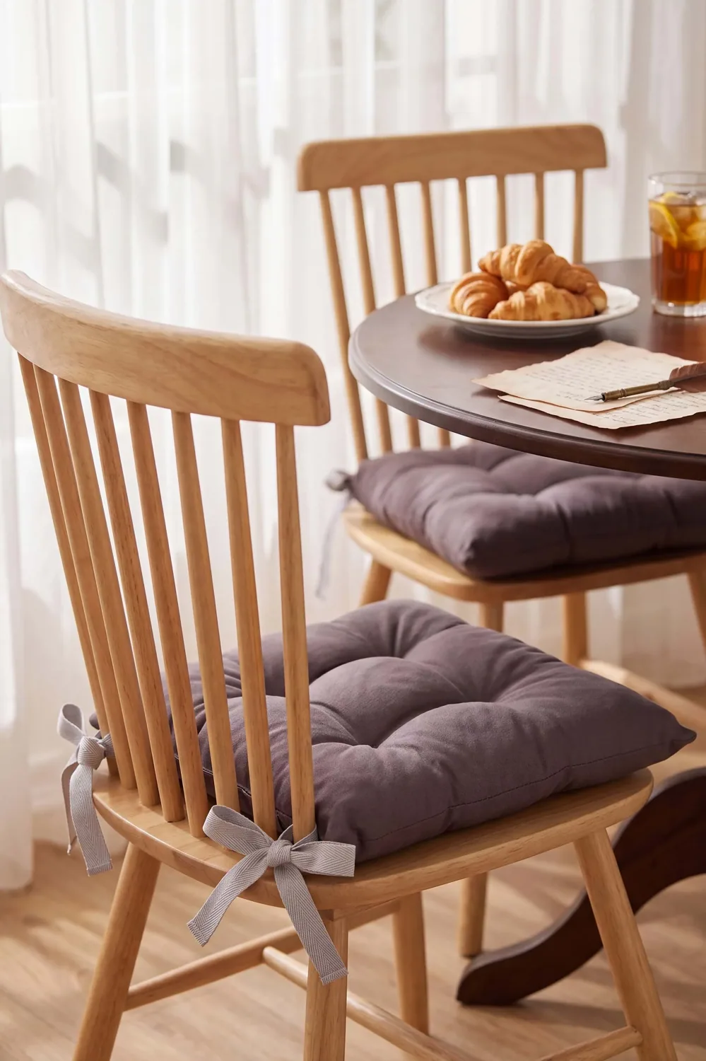 وسادة كرسي من قطن 40×40 سم - رمادي فحمي - صورة 2