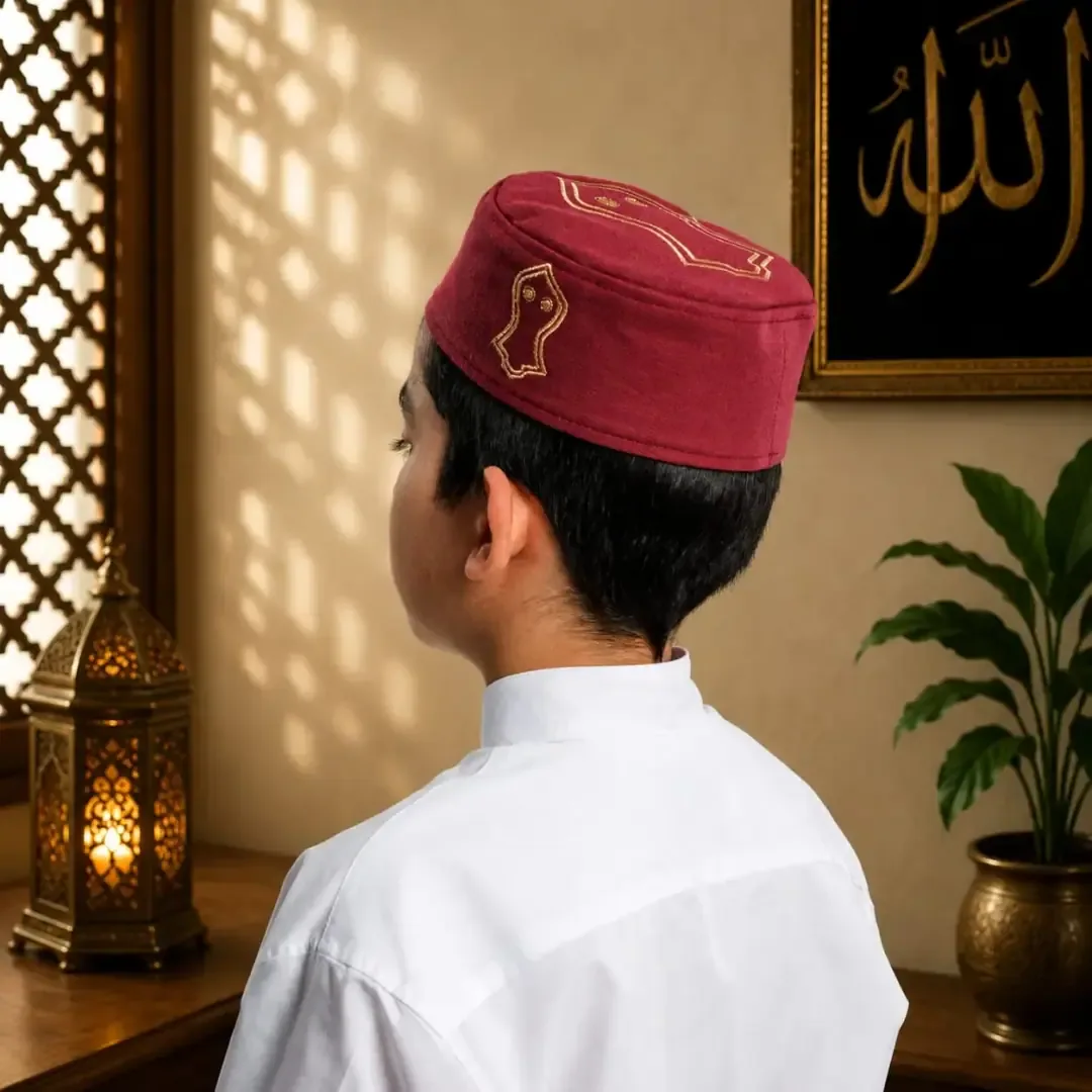 طاقية صلاة للأطفال بتطريز النعل الشريف - صورة 2