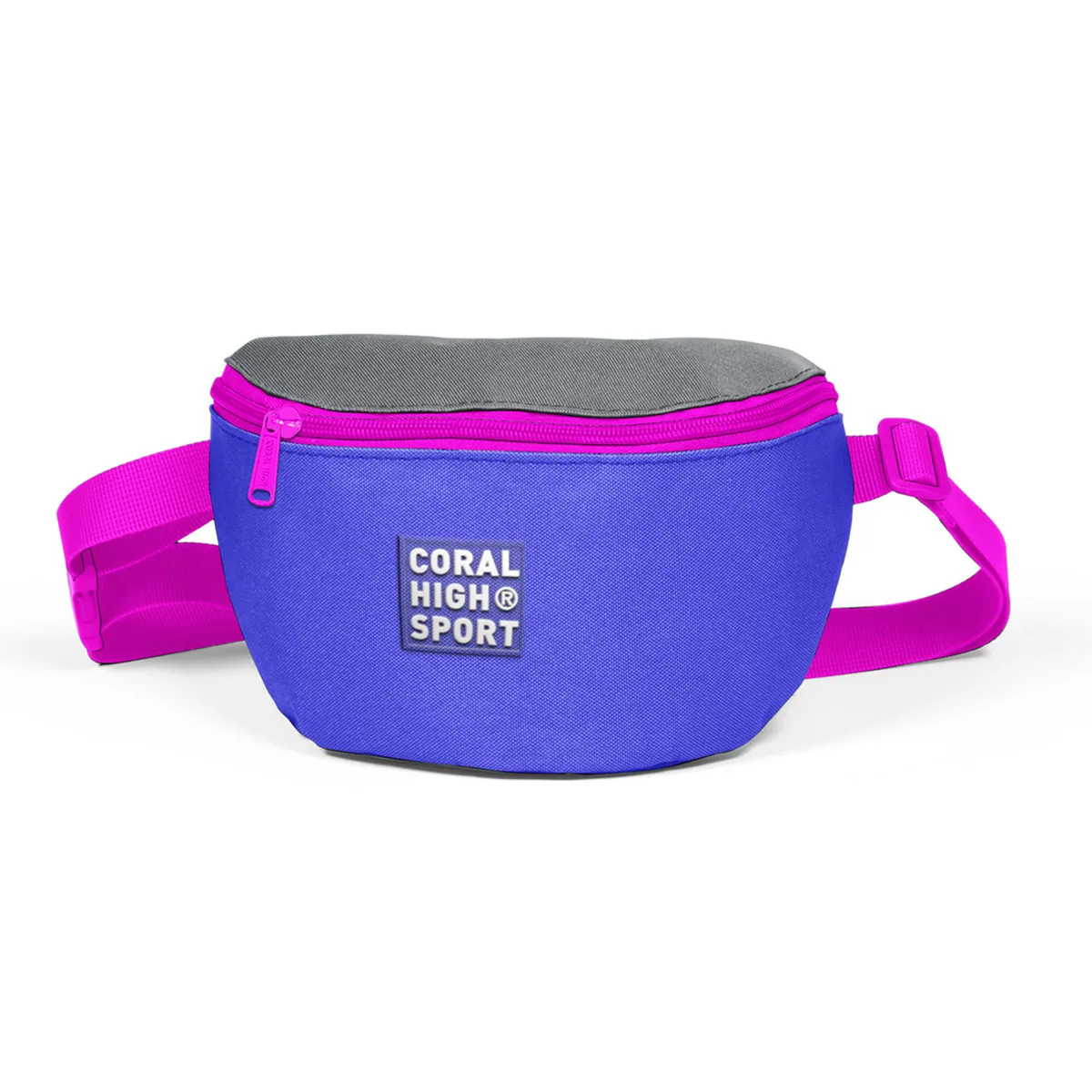 حقيبة خصر رياضية بجيبين بالخزامي والرمادي