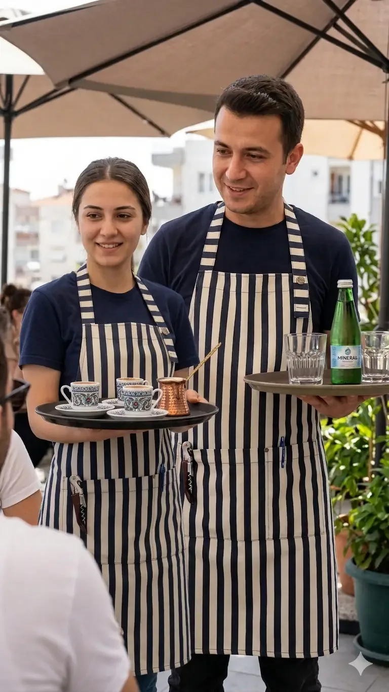 مريلة كحلية بخطوط عريضة بمظهر الجينز - صورة 2