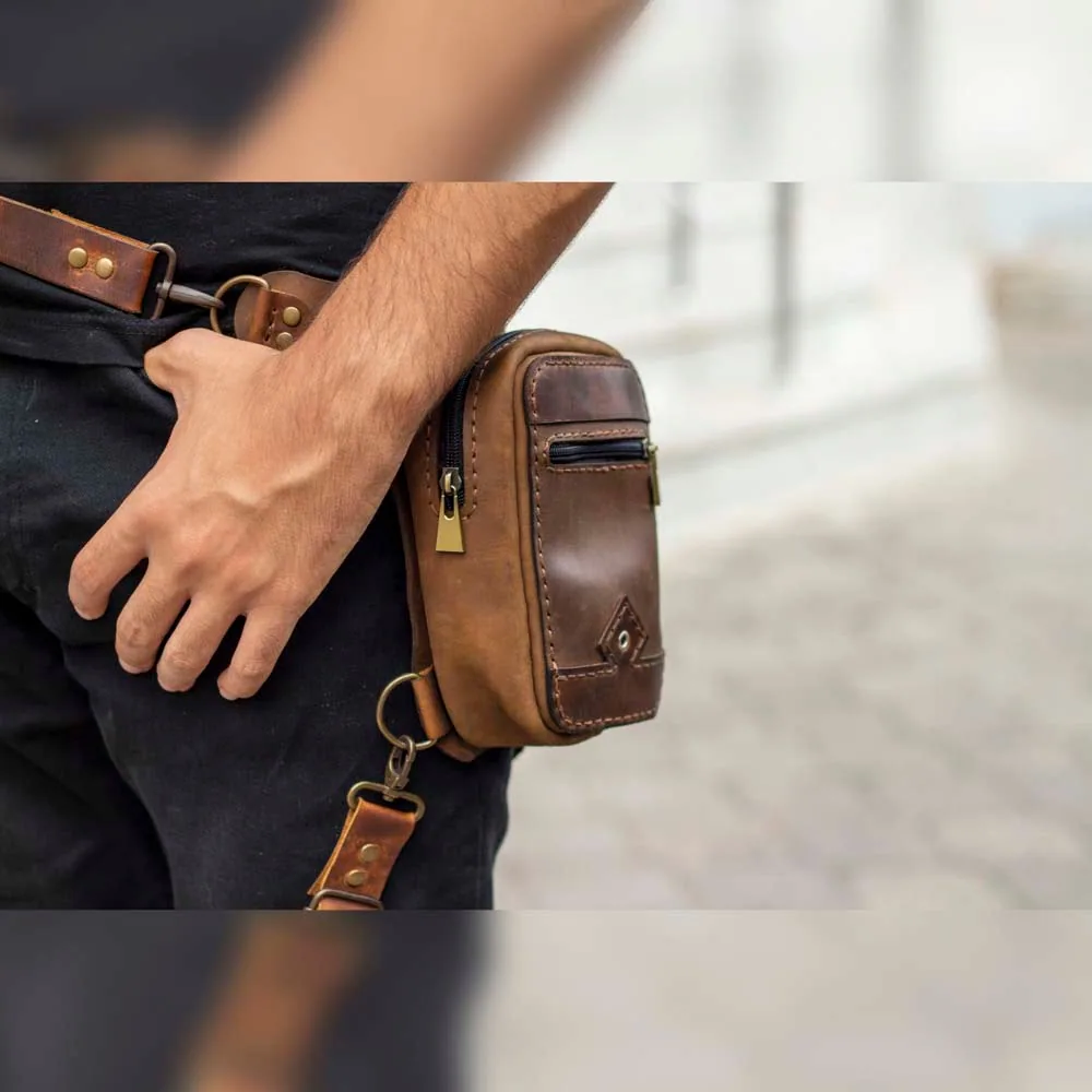 حقيبة فخذ جلدية تثبت على الحزام والساق - صورة 3