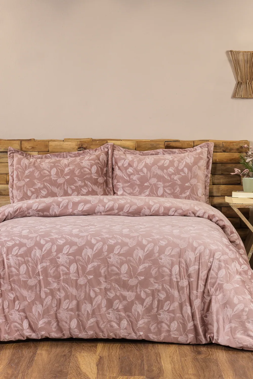 طقم غطاء سرير مزدوج 3 قطع 220×240 سم - بودرة