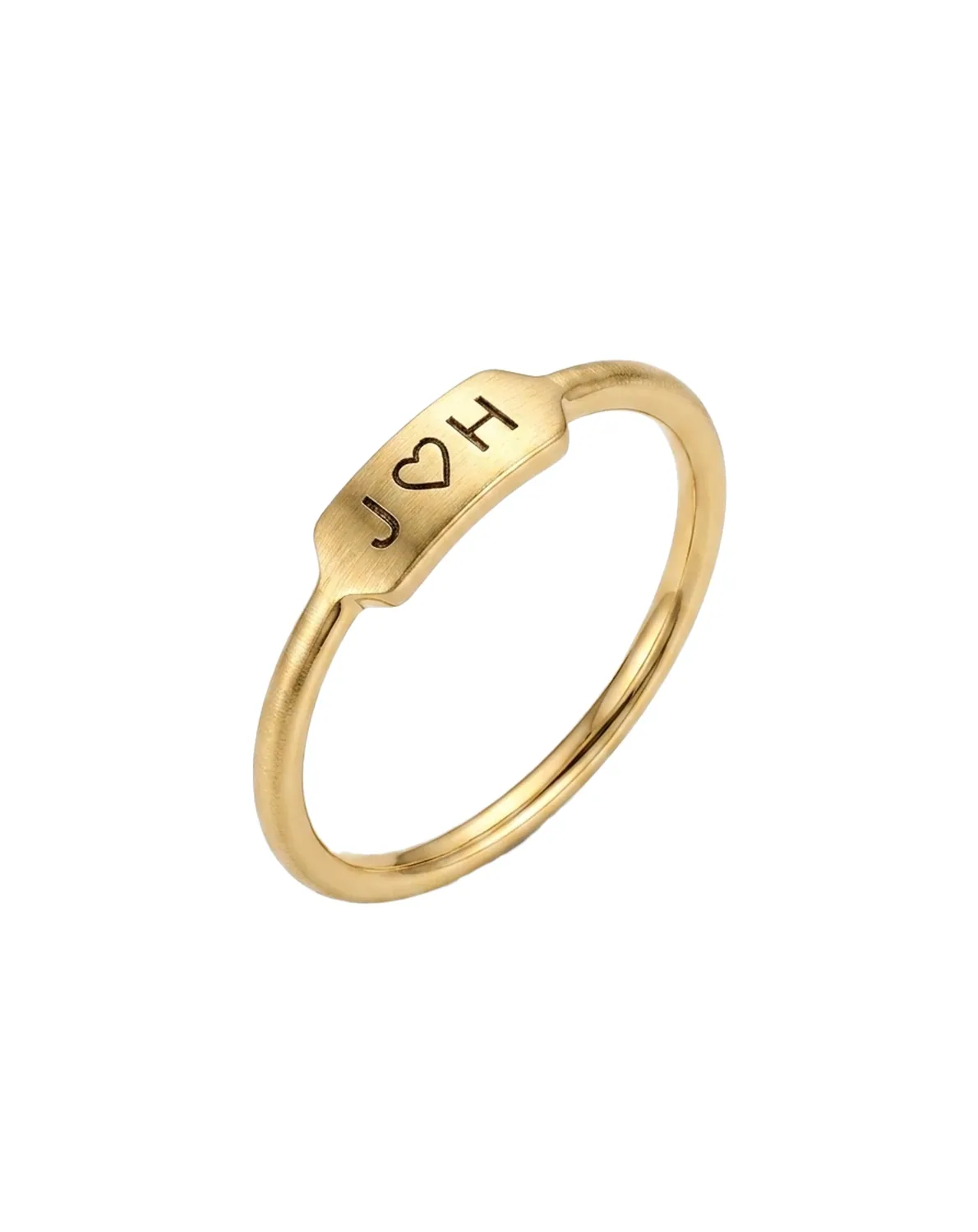 خاتم فضة بالحرف الأول بلون ذهبي