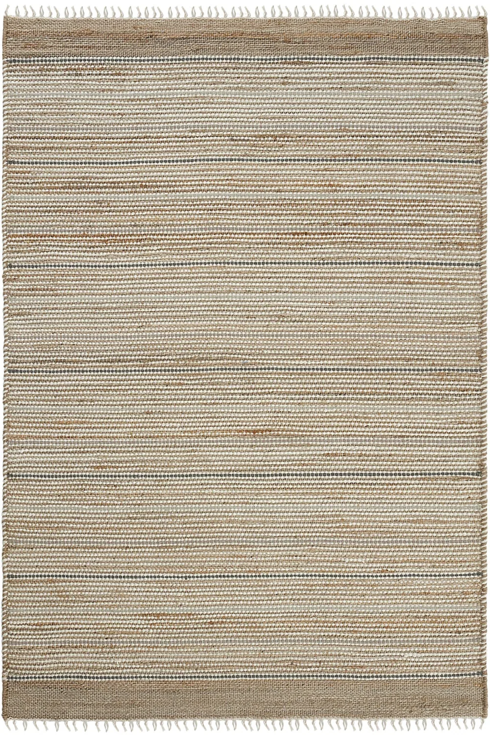 سجادة مطبخ من الجوت منسوجة يدويًا - رمادي وطبيعي - 80×300 سم