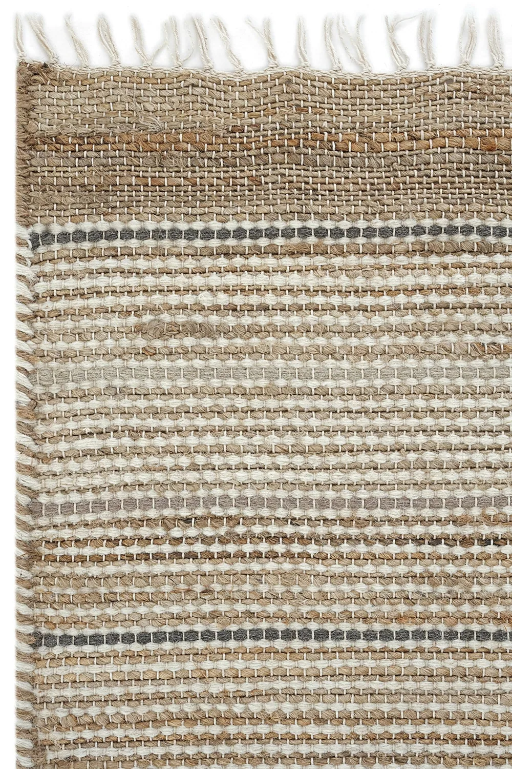 سجادة مطبخ من الجوت منسوجة يدويًا - رمادي وطبيعي - 80×300 سم - صورة 3