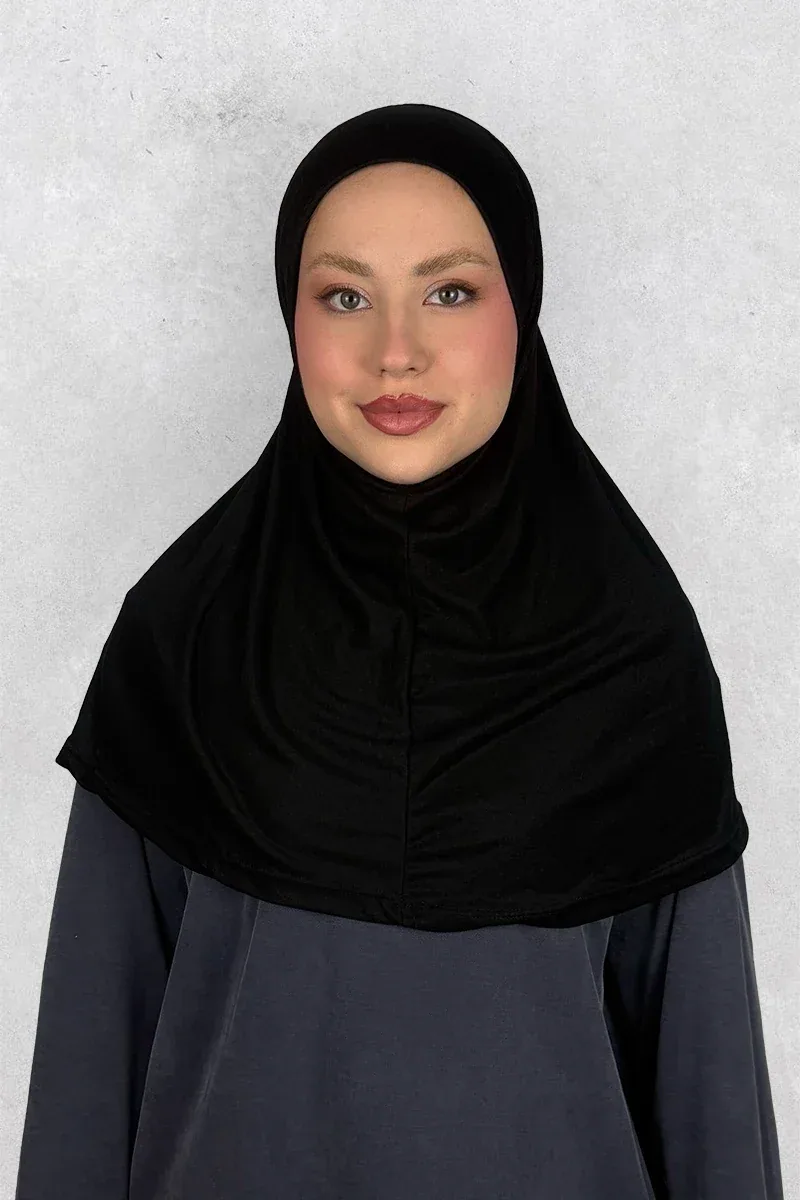 طرحة صلاة سوداء جاهزة سهلة اللبس