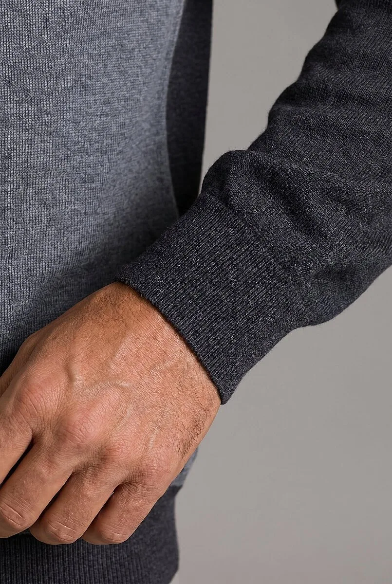كارديغان رجالي صوفي بسحاب لون رمادي دخاني - صورة 4